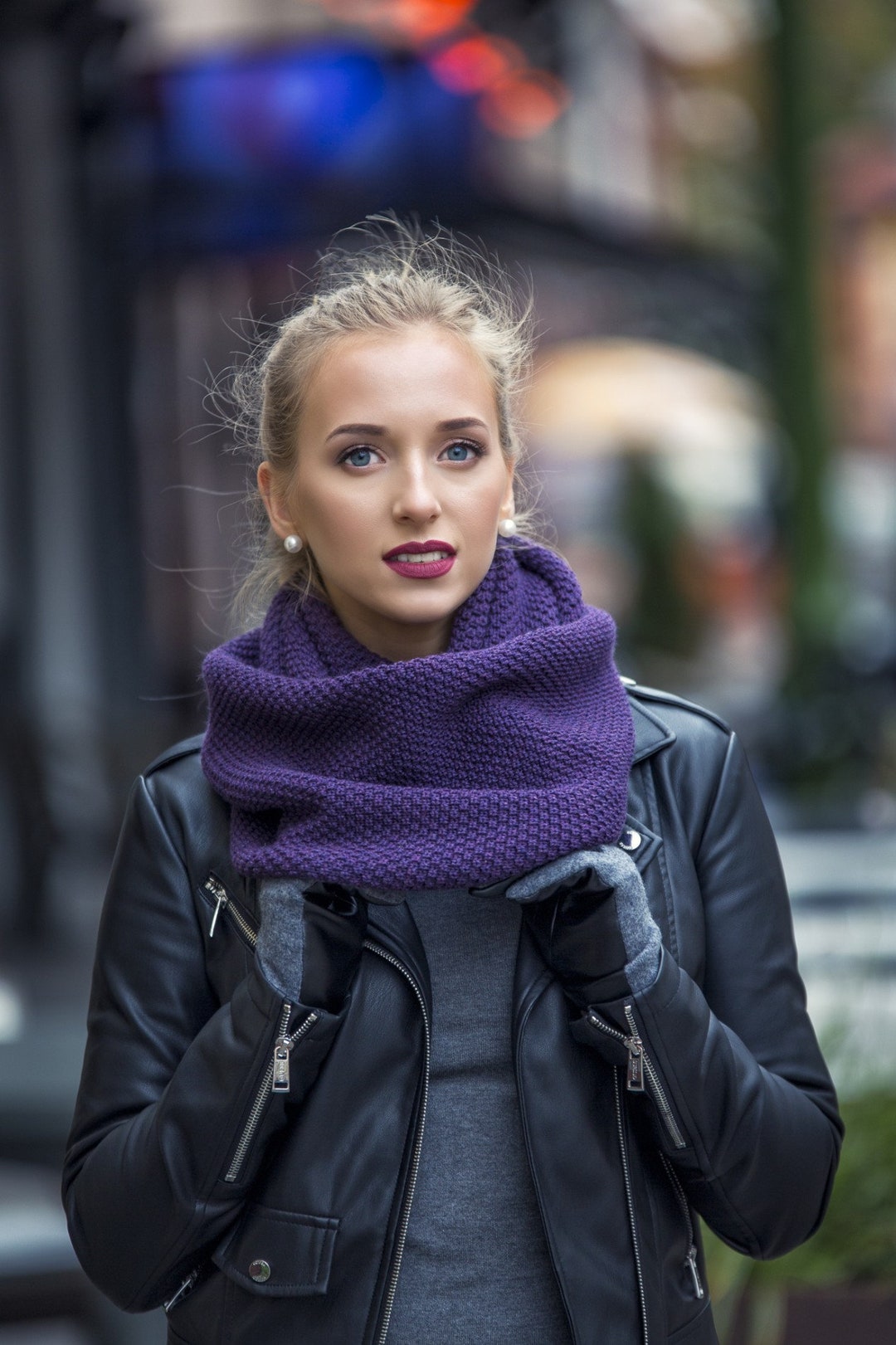 100% Merino Wool Scarf and Hat With Unique Knitted Pattern, Women's ...