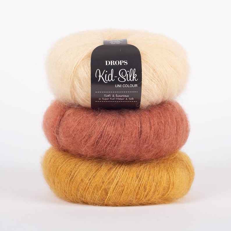 Baby mohair silk yarn, 38 colour Garnstudio drops design KID-SILK 75% baby mohair 25 silk luxurious glossy fluffy wool knit 25 gram image 2