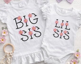 Embroidered Big Sis + Little Sis Matching Outfit Set Toddler shirt