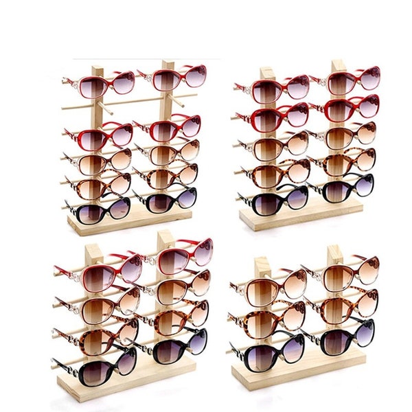 Sunglass display 2/3/4/5/6 Layers wood rack shelf eyeglasses stand holder gift