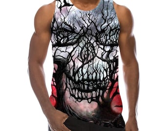 Skull Camiseta sin mangas camisa de tela de calidad tanque de regalo