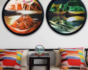 Imagen de arte de arena en movimiento en 3D 7 ingh regalo de vidrio paisaje de arena marino decoración decoración del hogar