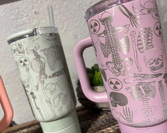 40oz Custom Radiology Tech Tumbler, X-ray Tumbler, Bones X-ray, Ello Stainless Steel Tumbler
