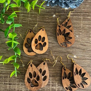 Gift for Her, Wooden Earrings, Tear Drop Earrings, Laser Engraved Earrings