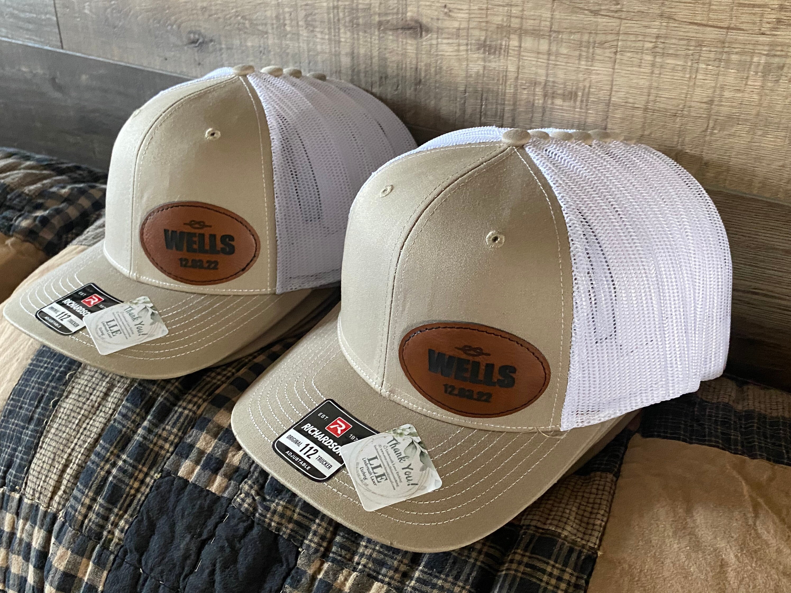 Leather Patch Wedding Hats, Custom Richardson Wedding Party Hat, Wedding Hats
