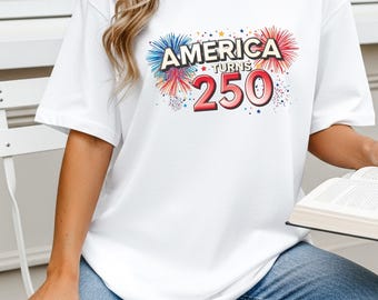 America 250 Tee, Independence Day Fireworks Shirt, 250 Years of Freedom T-Shirt, Patriotic 1776–2026 Graphic, Unisex July 4th Top