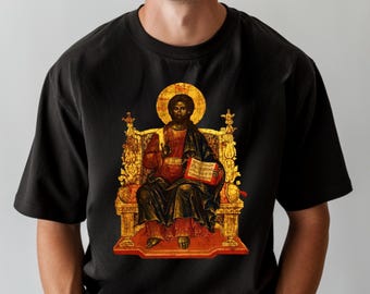Vintage Christ on Throne Tee | Choose Love Rose Back Print, Spiritual Streetwear