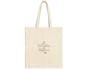 Bolso de mano Breathe Believe, de lona de algodón, suave y cotidiano, minimalista y neutro.