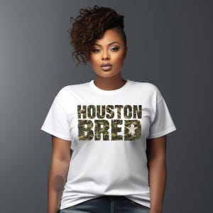 Houston Bred Camo T-shirt, Unisex Streetwear, H-Town Graphic Top afbeelding 3