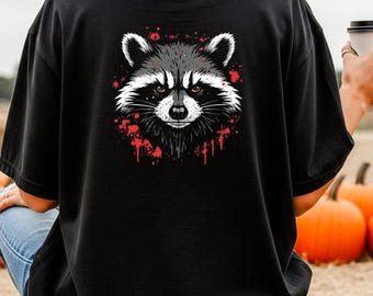 Raccoon T-Shirt | Blood Splatter Graphic Tee | Trash Panda Unisex Streetwear | Wildlife Animal Graphic Tee for Men Women
