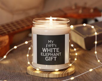 Bougie de soja parfumée Funny White Elephant Candle | Humour de fête
