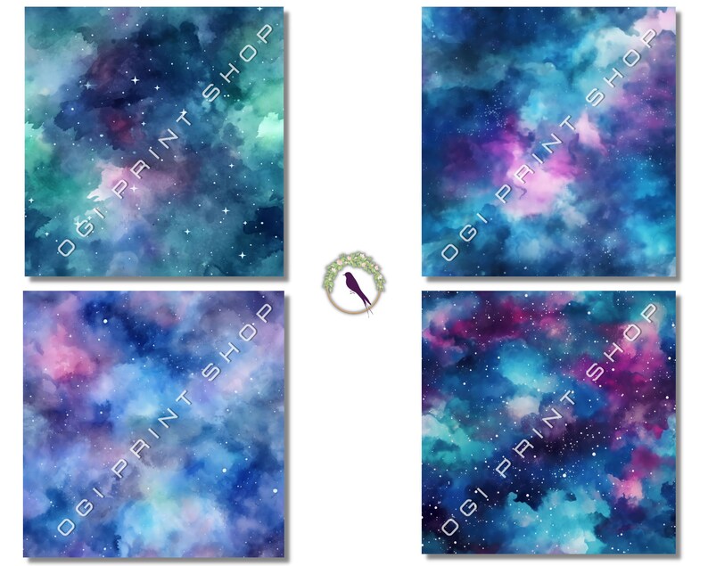 12 Watercolor Galaxy Seamless Digital Paper, Stardust Pattern ...