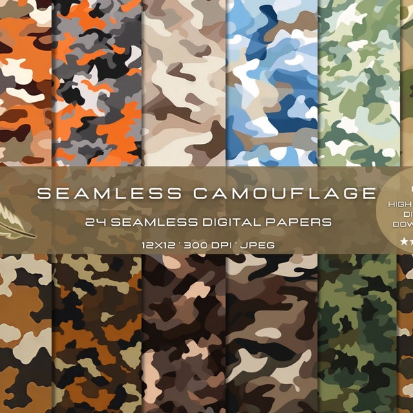 24 Military Camouflage Seamless Patterns for Commercial Use, High-Quality Textures, Digital Paper for Craft and Design, US Air Force