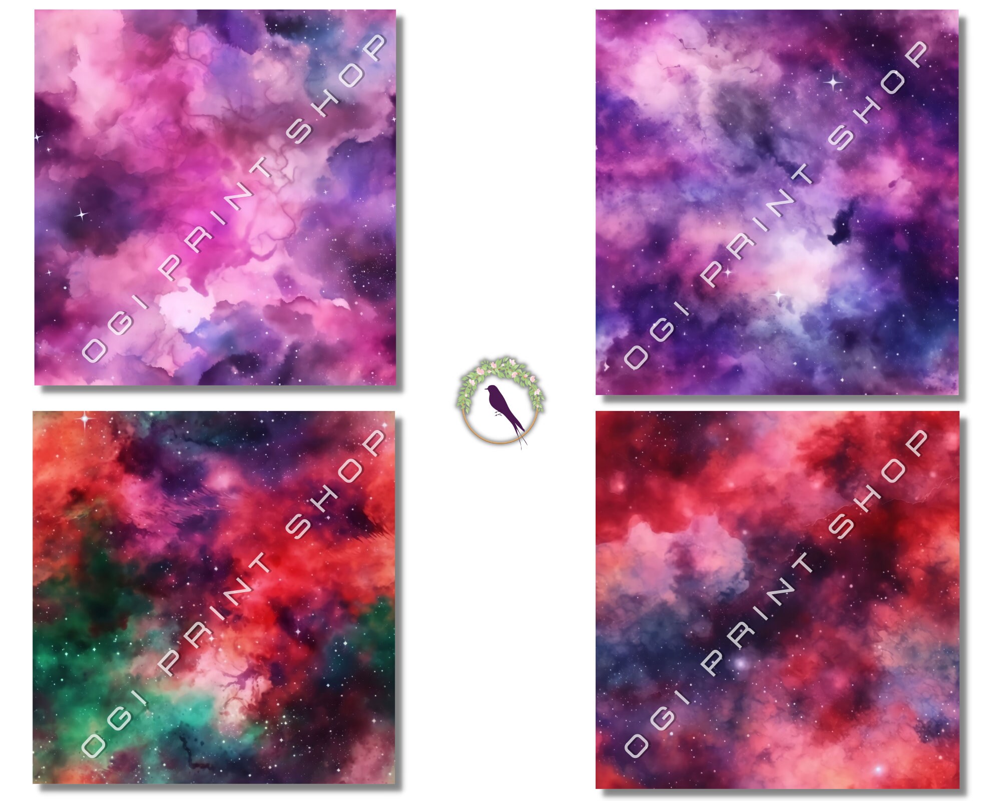 12 Watercolor Galaxy Seamless Digital Paper, Stardust Pattern ...