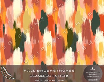 Fall Brushstrokes Seamless Solo Pattern for Commercial Use, Fall Scrapbooking, Digital Download, Digital Paper for Craft and Design