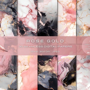 30 Rose Gold Marmor Digitales Papier für kommerzielle Nutzung, hochwertige Marmor Texturen, für Handwerk und Design, Rosa Weiß Marmor Scrapbook Papier