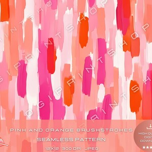 May include: A seamless pattern featuring abstract brushstrokes in shades of pink and orange. The pattern is perfect for creating backgrounds, textiles, and other creative projects.