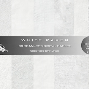 30 White Paper Seamless Textures for Commercial Use, High-Quality Textures, Digital Paper for Craft and Design, Kids Scrapbook Paper