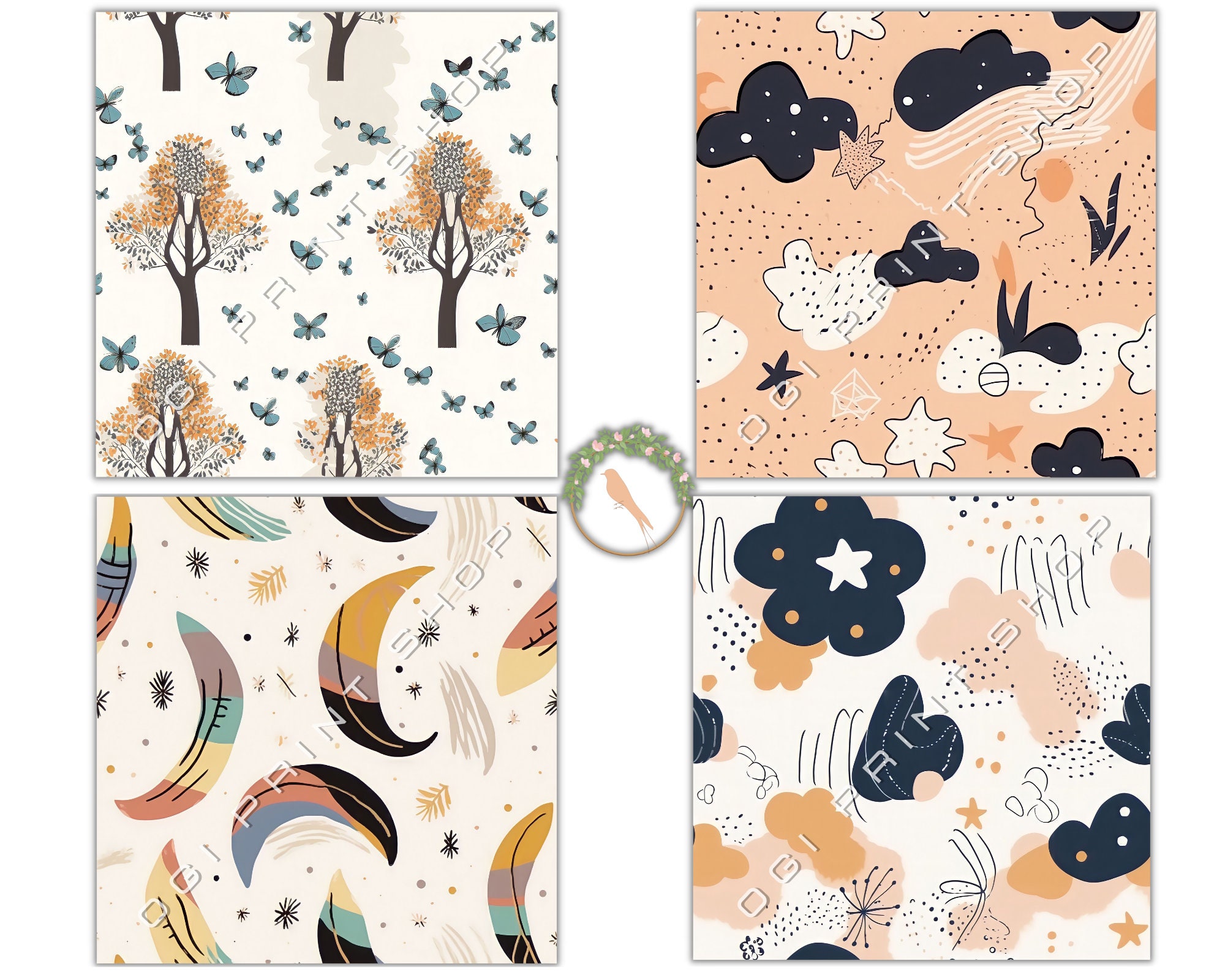 12 Seamless Boho Digital Patterns for Boho Fashion, Perfect for ...