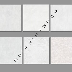 May include: Six white textured square designs arranged in two rows of three. The squares have different surface patterns, including smooth, rough, and wrinkled textures. The text "OGI PRINT SHOP" is printed vertically on the right side of the image.