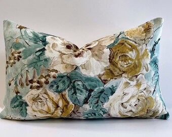 Sanderson &#39;GISELLE&#39; Gold/Jade 12&quot; x 20” Cushion Cover