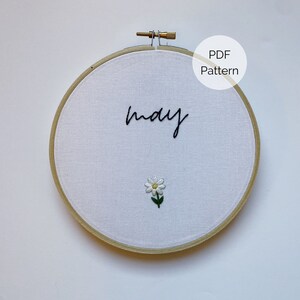 Tiny Flower Embroidery Pattern, May Embroidery Pattern PDF, Spring Embroidery Pattern, Tiny Daisy Hand Embroidery