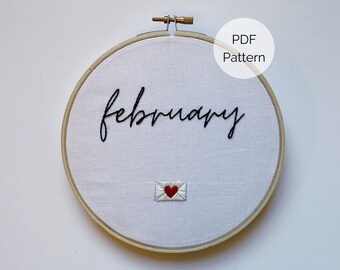 Kleine Valentinstag Stickmuster, Februar Stickmuster PDF, Herz Stickmuster, Liebe Embroidery