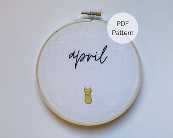 Frühling Osterhase Stickmuster, Osterhasen Stickmuster, Frühlingsstickmuster, Oster Stickmuster, Oster Stickmuster PDF