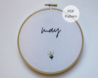 Winzige Blume Stickmuster, Mai Stickmuster PDF, Frühling Stickmuster, Tiny Daisy Handstickerei