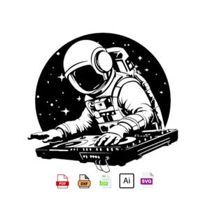 Astronaut Dj DXF-Datei-Astronaut Dj Lasercut-Dateien-cdr-dxf-svg-pdf-ai Formate