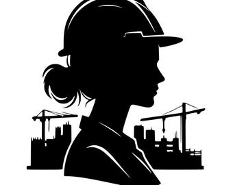 Ilustración vectorial SVG de una trabajadora de la construcción (descarga digital)