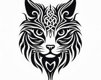 Celtic Cat SVG, Knotwork Feline Laser Cut File (Digital Download)