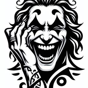Jokerkopf dxf,cdr,jpeg,png,pdf schnitt datei für Laser,Plasma cnc Metall wanddekor, für Cricut, Holz Kunst graviert Silhouette