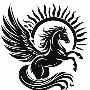 Pegasus, Winged Horse SVG Clipart for gift, Vector Image, SVG Shirt Design Graphic, for laser cut Transparent Background cdr dxf pdf png