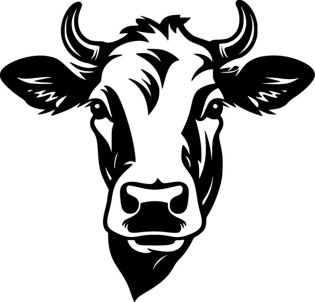 Cow Head Silhouette SVG Tattoo Clipart, Gift Vector Image, Wall Decor ...