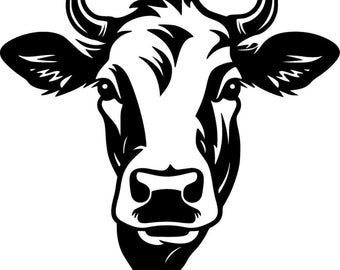 Cow Head Silhouette Vector Clipart, Laser Cut Files (Digital Download)