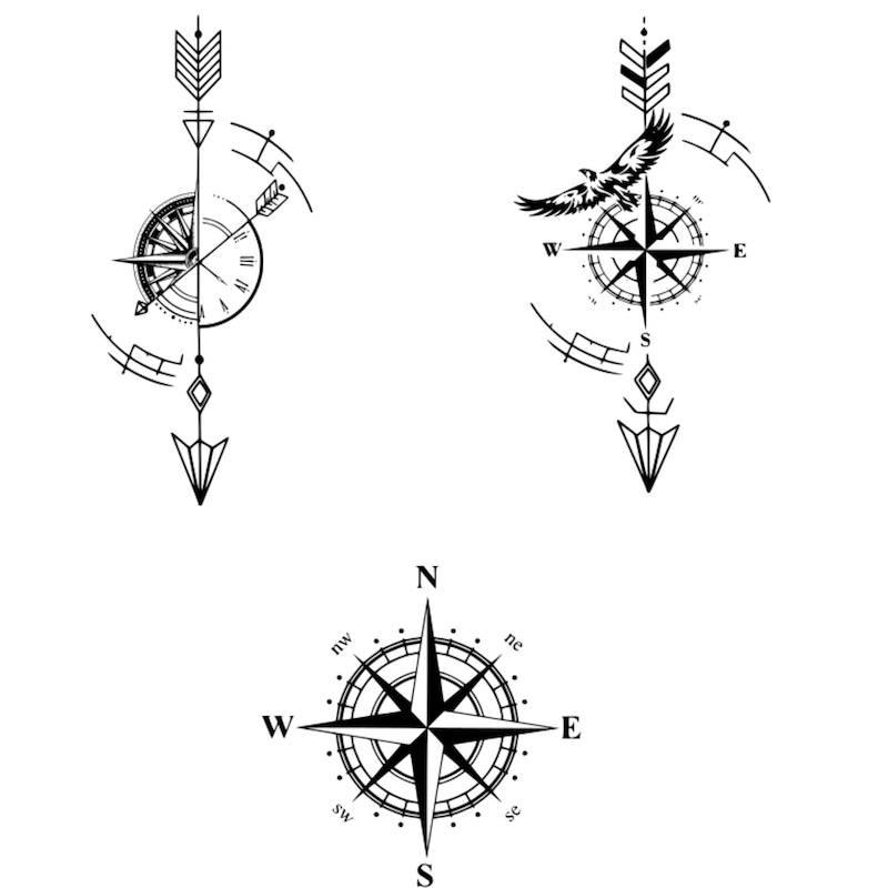 Compass Tattoo Design - Etsy