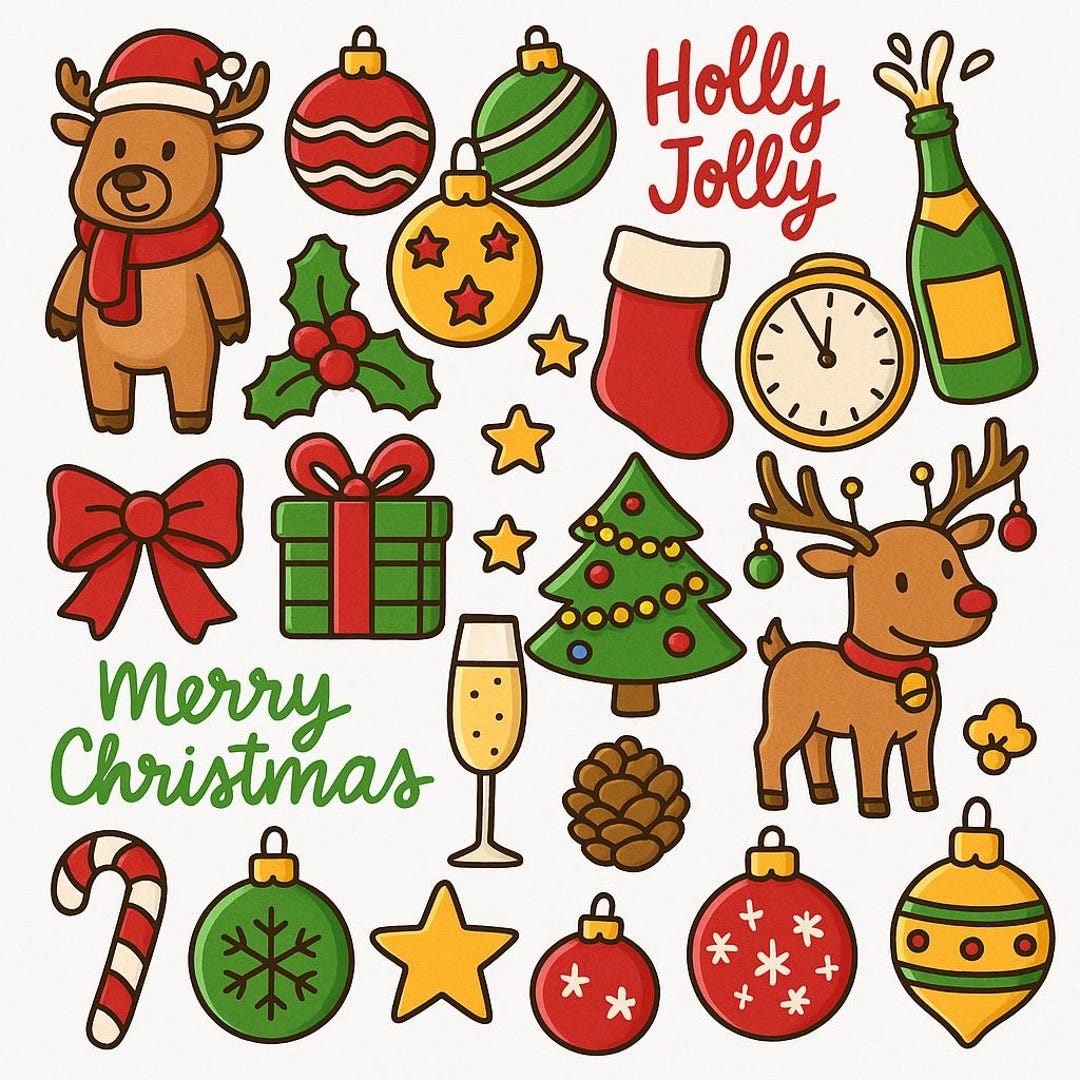 Christmas Clipart Bundle 20 - Holiday Png Jpg Svg Eps Pdf - Christmas ...