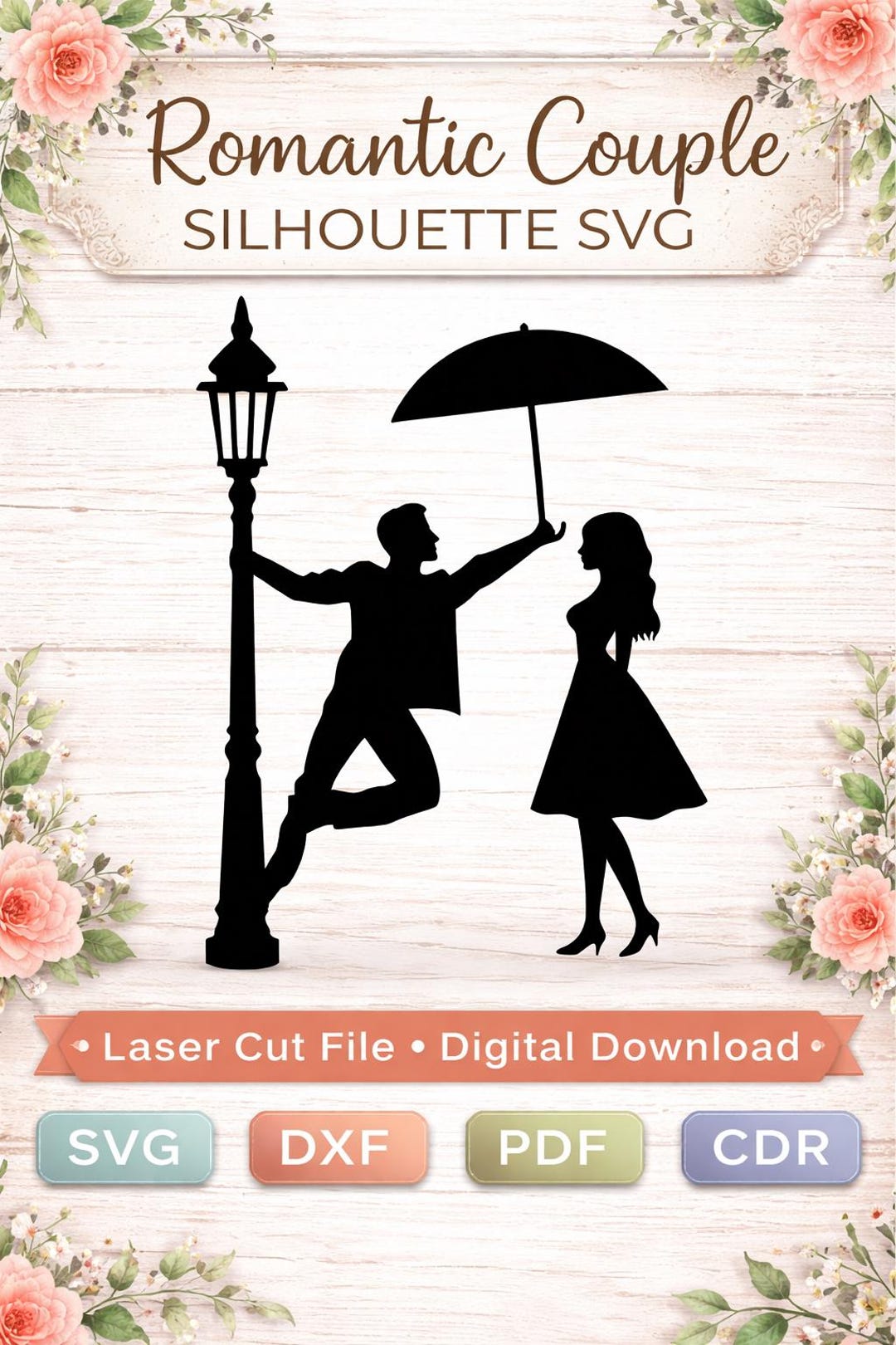 Romantic Vector Dxf Romantic Couple Silhouette Svg,dxf - Umbrella Love Scene, Laser Cut ...