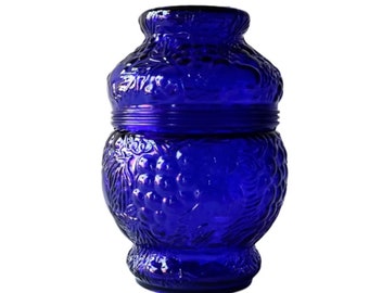 Vintage Cobalt Blue Glass Jar with Lid Apothecary/Candy Dish/Tea Storage Jar