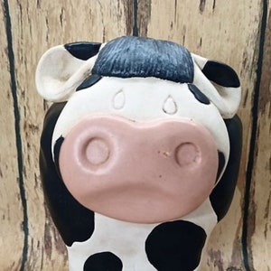 Vintage Pottery Cow Figurine - Coin Bank, Country Decor-Farmhouse Decor
