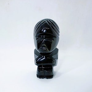 Obsidian Carved Gemstone Aztec Mayan Figurine - Obsidian - Mexico - Gods - Tiki - Sculpture - Chakra