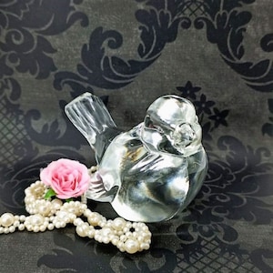 Vintage Crystal Fenton-Clear Glass Bird Figurine