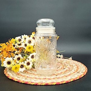 Vintage 1982 Planters Mr Peanut Wheat Clear Glass Jar Canister Container, Collectible Mr. Peanut Glass Jar, Country Farmhouse Decor