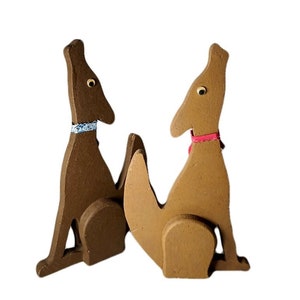 2 Vintage Handmade Coyotes Hollowing Moon Southwestern Style Wooden Figurines Coyote Bookends, Shelf sitters