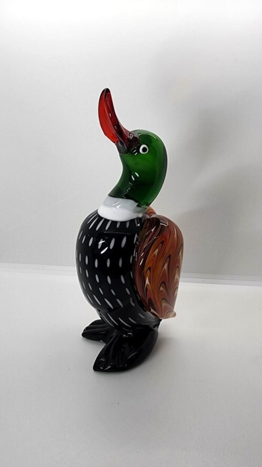 Hand-blown Art Glass Mallard Duck Figurine: Collectible