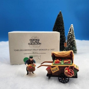 Department 56 Chelsea Market Fruit Monger & Cart: Christmas Village Accessory