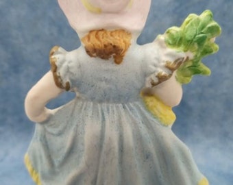 Occupied Japan Painted Bisque Girl Figurine Baslket of Spring