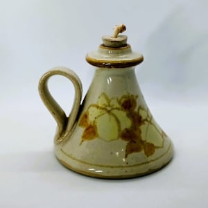 Vintage Ceramic Floral Pattern Pottery Oil Lamp Indoor or Outdoor Oil Lamp by Lopez