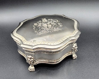 1903 British Antique Pure Silver Jewelry Box 111G George
